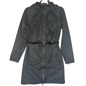The North Face Apex Bionic Belted Softshell Trench Coat Sz M Black Hooded Gorp